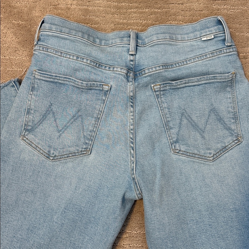 MOTHER Light Wash Wide Leg Jeans